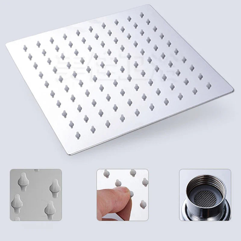 Afralia™ Luxury Ultrathin 8" Chrome Shower Head - Round/Square Stainless Steel