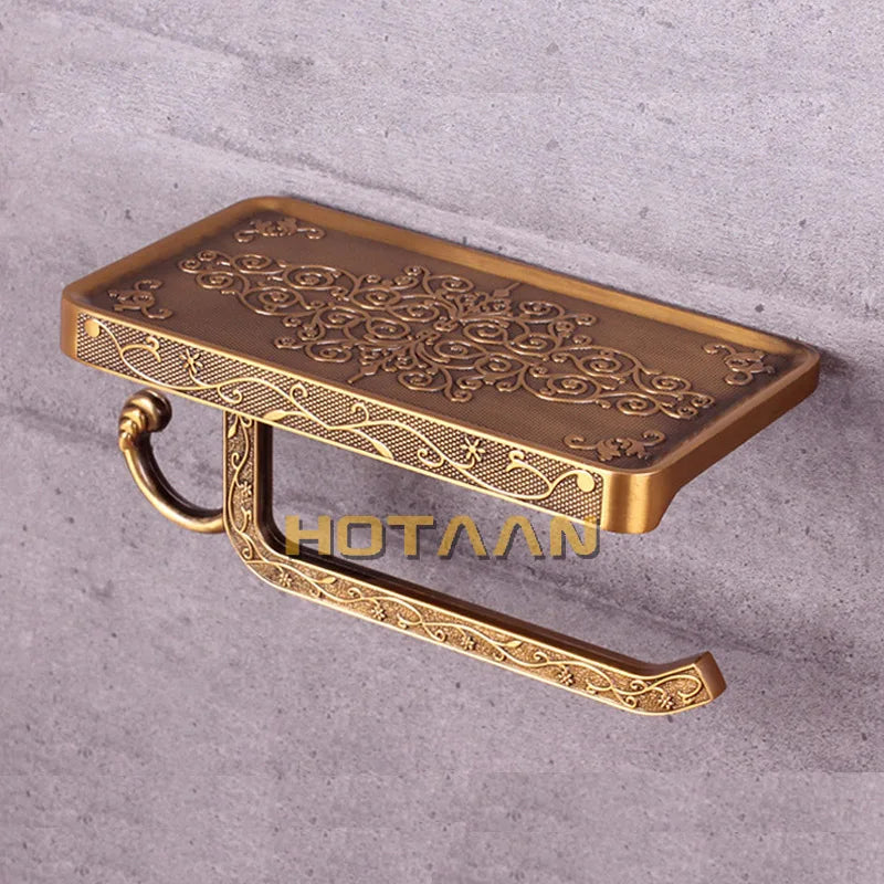 Afralia™ Brass Toilet Paper Holder Bathroom Storage Rack Accessory