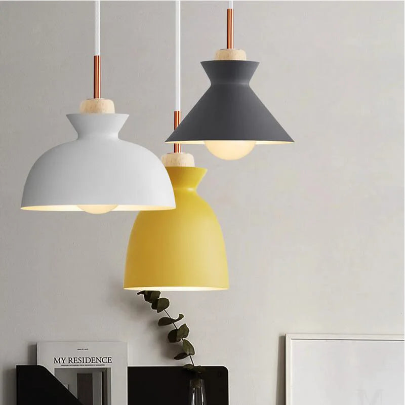 Afralia™ Modern Wood Pendant Lights with Aluminum Shade for Dining Room