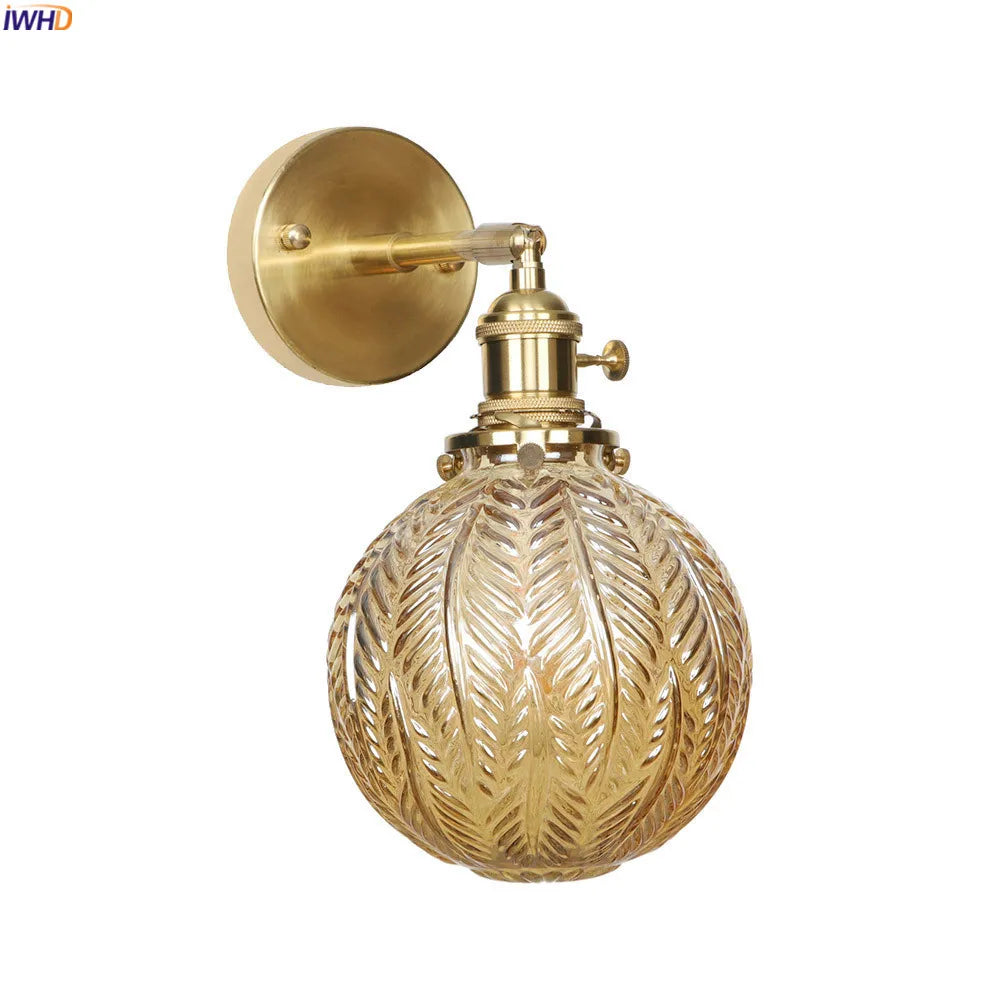 Afralia™ Nordic Copper Glass Ball Wall Lamp for Bedroom Bathroom Stair Sconce