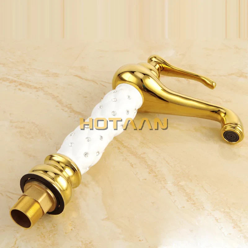 Afralia™ Basin Faucet White Brass Bathroom Sink Tap Mixer Single Handle