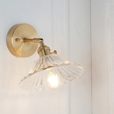 Afralia™ Copper Glass Wall Light Nordic Vintage Sconce Bathroom Bedroom Home Lighting