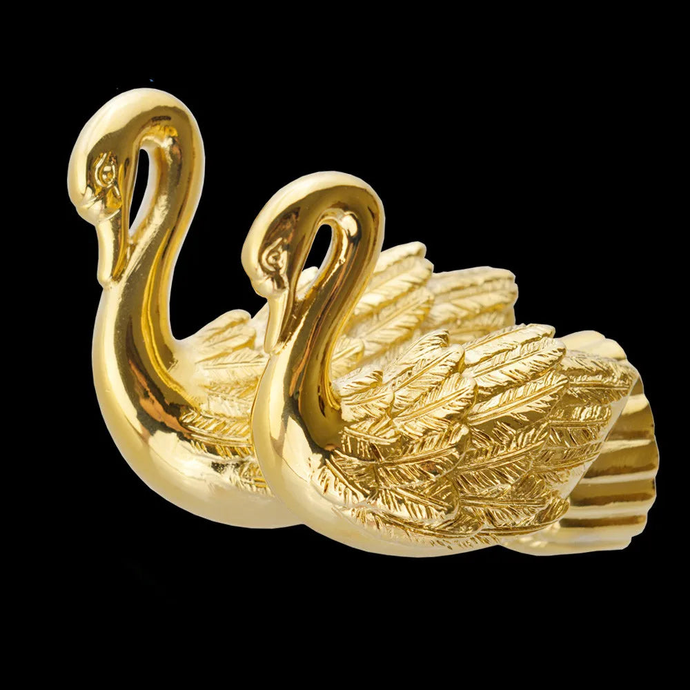Afralia™ Swan Gold Bathroom Hardware Set with Towel Bar, Robe Hanger, and Toilet Brush