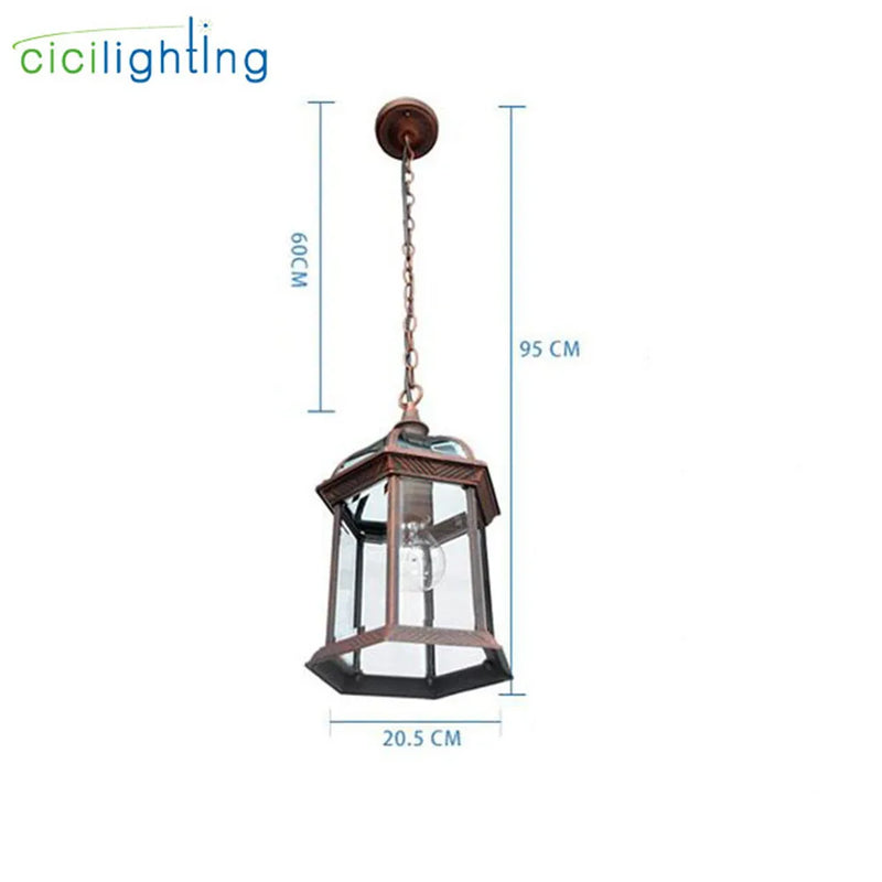 Afralia™ Outdoor Aluminum Alloy Pendant Light with Clear Glass Shade