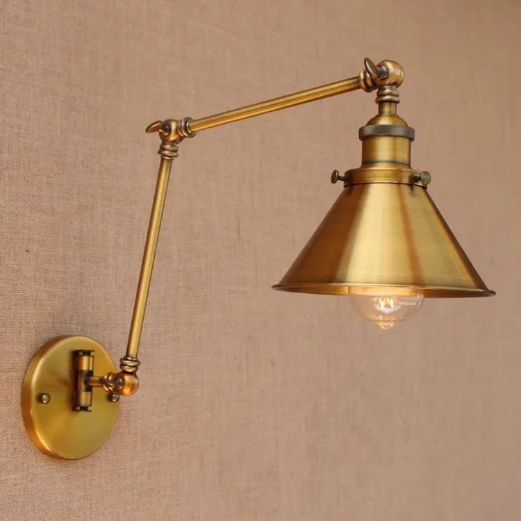 Afralia™ Swing Arm Wall Light Industrial Vintage Retro Loft Style Brass Wall Lamp