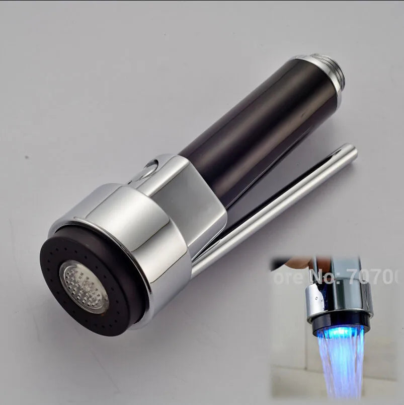 Afralia™ LED Light Chrome Kitchen Faucet Pull-Out Spray Head Replacement