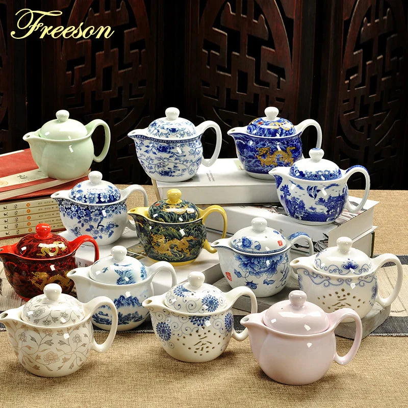 Afralia™ Ceramic Kung Fu Teapot with Dragon Design 350ml - Handmade Porcelain Tea Pot