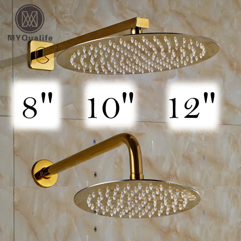 Afralia™ Stainless Steel Rain Shower Head in Square and Round Golden Finish