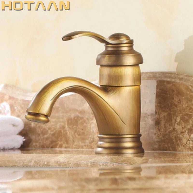 Afralia™ 6" Antique Brass Basin Faucet Water Mixer Tap - YT-5065