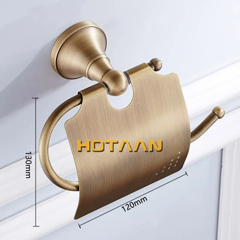 Afralia™ Brass Finish Solid Brass Toilet Paper Holder Bathroom Accessory
