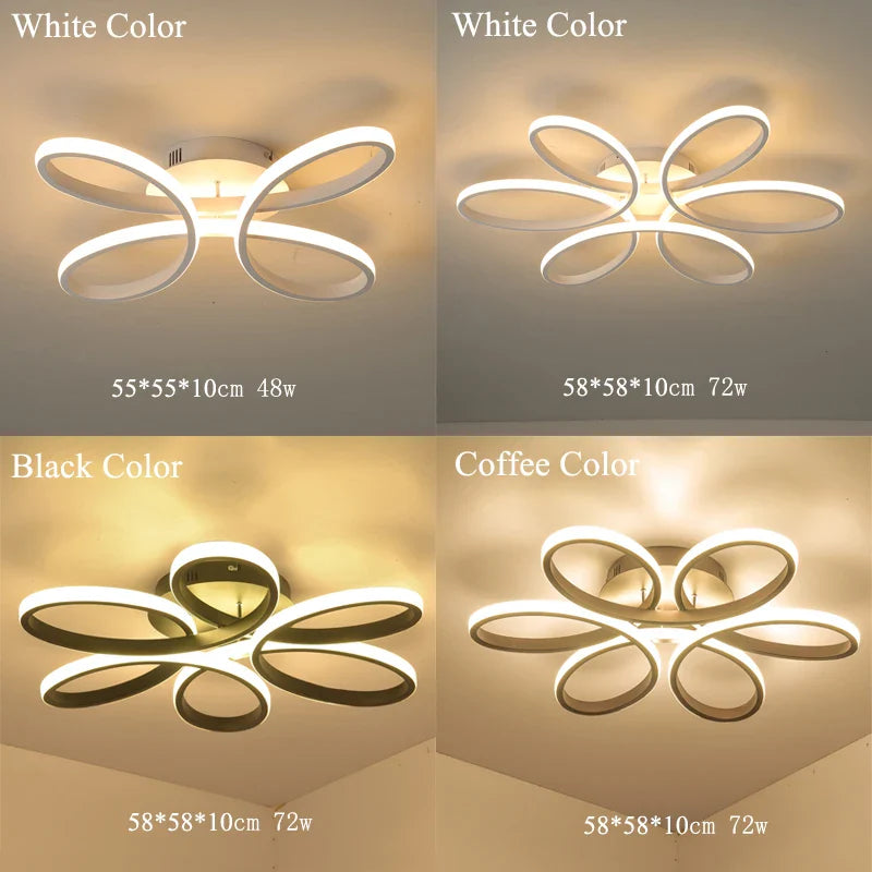 Afralia™ LED Ceiling Lights for Home Decor, White/Black Body, Living Room Bedroom Fixture