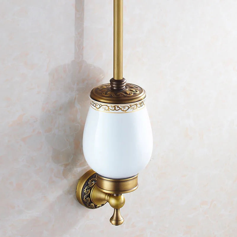 Afralia™ Antique Bronze Brass Toilet Brush Holder for Bathroom Accessories