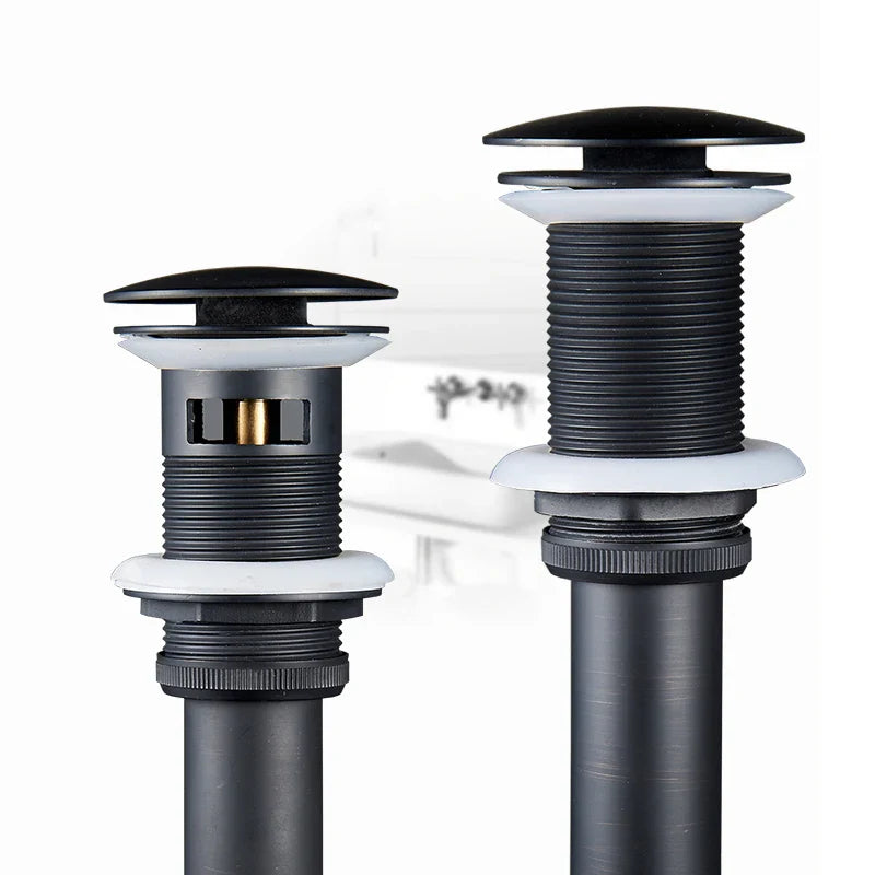 Afralia™ Brass Black Pop Up Drain Stopper with Overflow for Vessel Sink