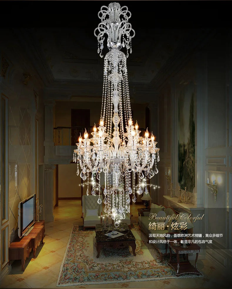 Afralia™ Luxury Crystal Chandelier Stair Lights Fixture Modern K9 Hotel Lobby Lamps