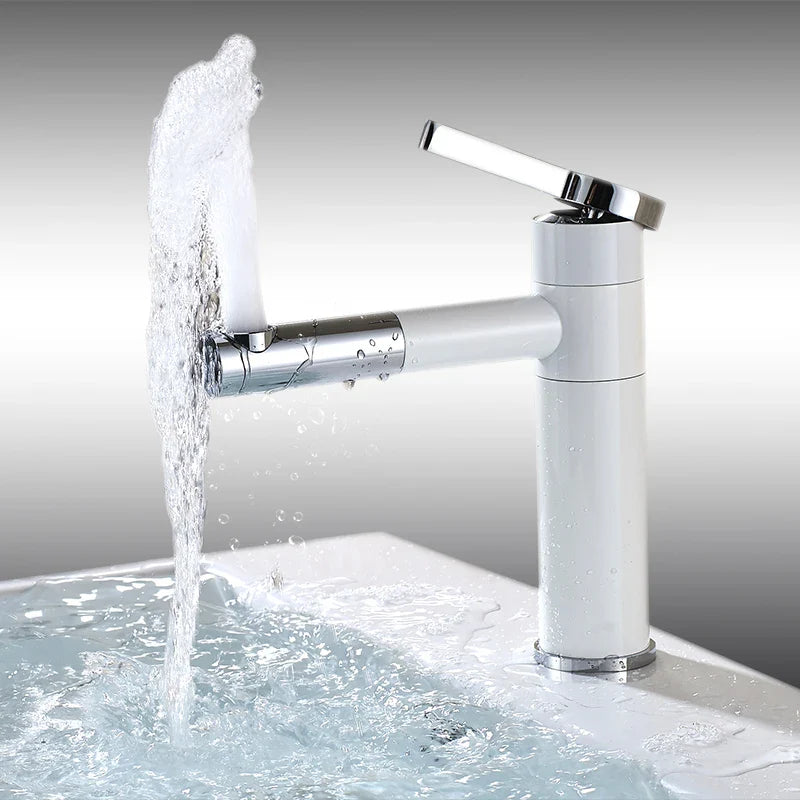 Afralia™ Brass Bathroom Faucet Vessel Sink Mixer - Swivel Spout Deck Mounted Vanity Tap - White/Black Color
