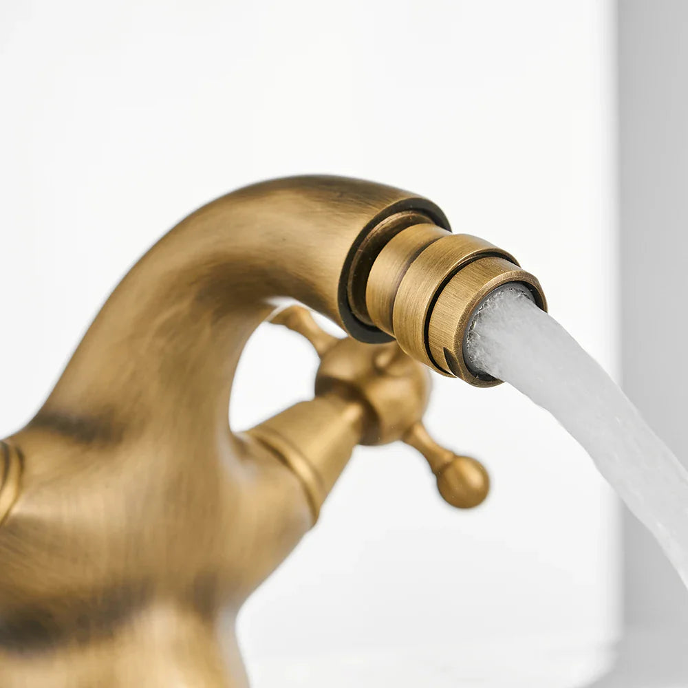Afralia™ Chrome Bidet Faucet, Brass Swivel Handles, Single Hole Deck Mounted Mixer Tap