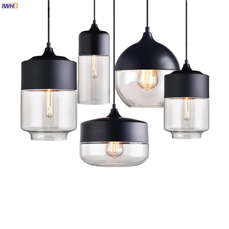 Afralia™ Glass Nordic Pendant Lamp for Dining Room, Bar, Cafe, Loft - LED Industrial Lighting