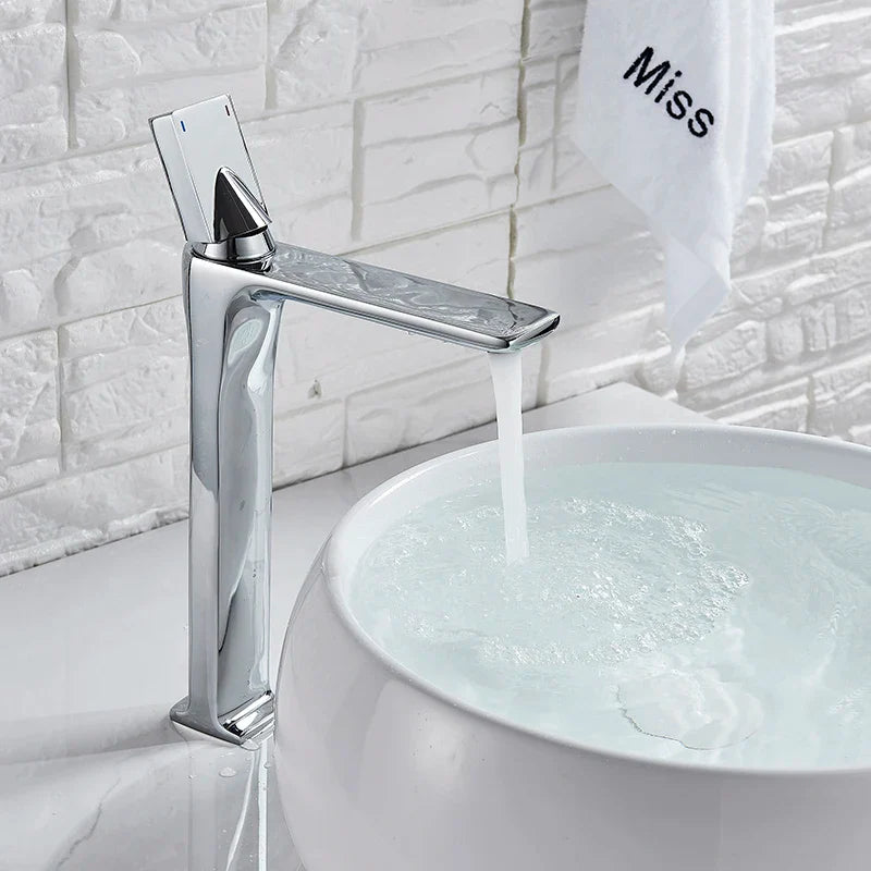 Afralia™ Square Brass Basin Faucet with Single Handle for Bathroom Vanity Sink