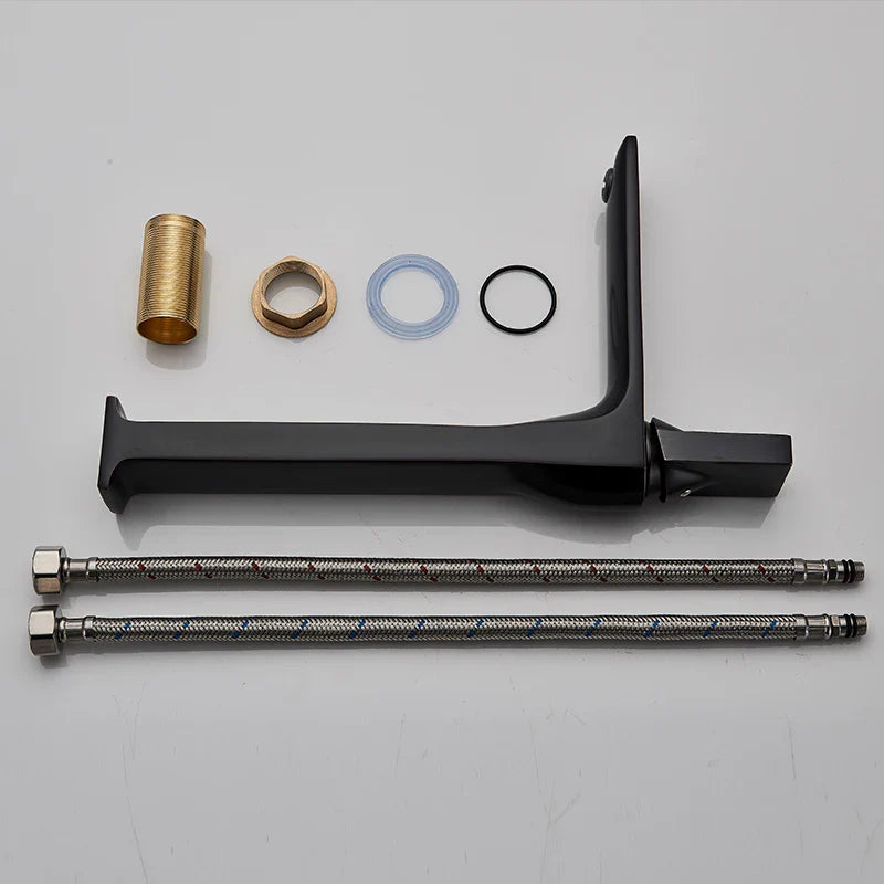 Afralia™ Matte Black Bathroom Basin Faucet Hot Cold Mixer Tap Chrome Brass Sink Crane