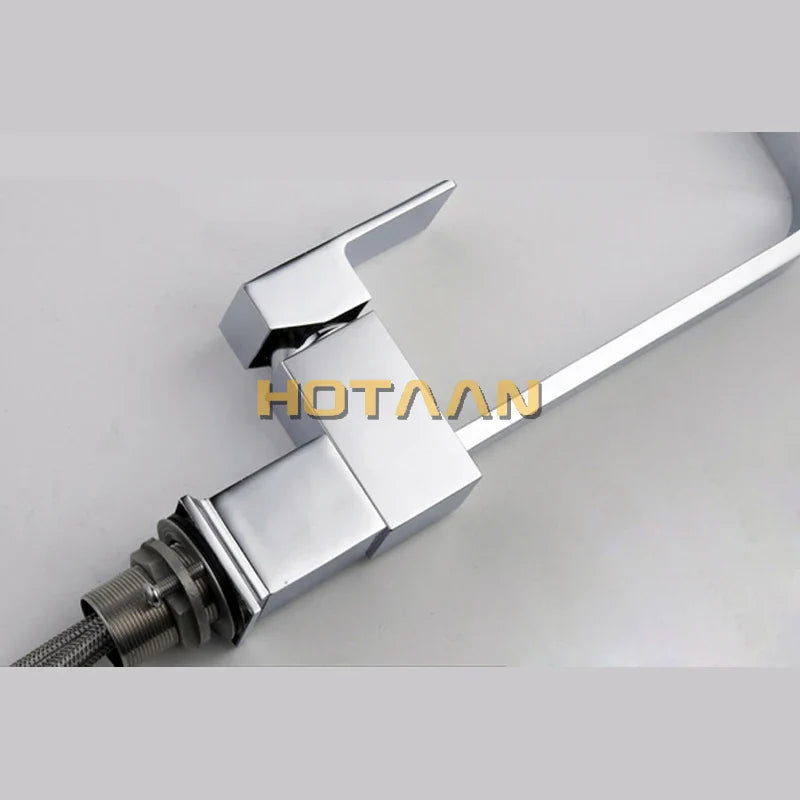 Afralia™ Brass Square Swivel Kitchen Faucet Mixer for Sink