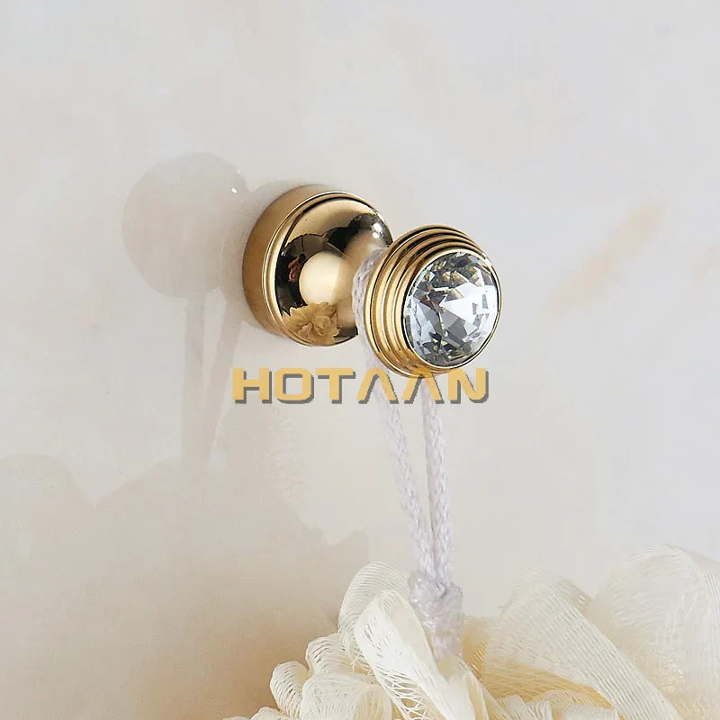 Afralia™ Crystal Chrome Wall Hook for Bathroom Robes & Clothes - Copper Material