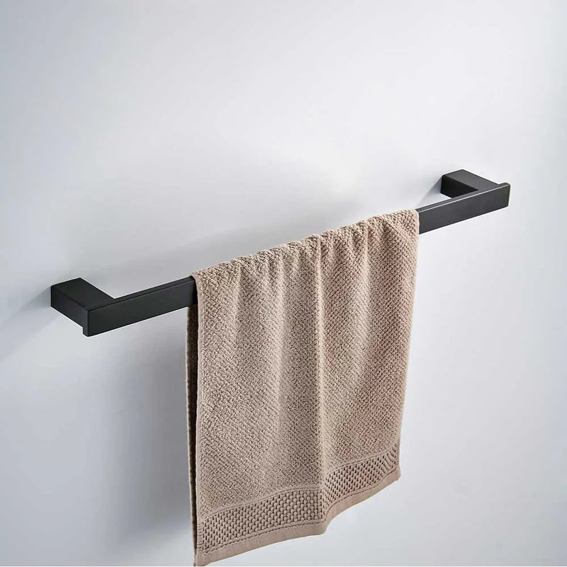 Afralia™ Black Matte Bathroom Hardware Set: Paper Holder, Toothbrush Holder, Towel Bar