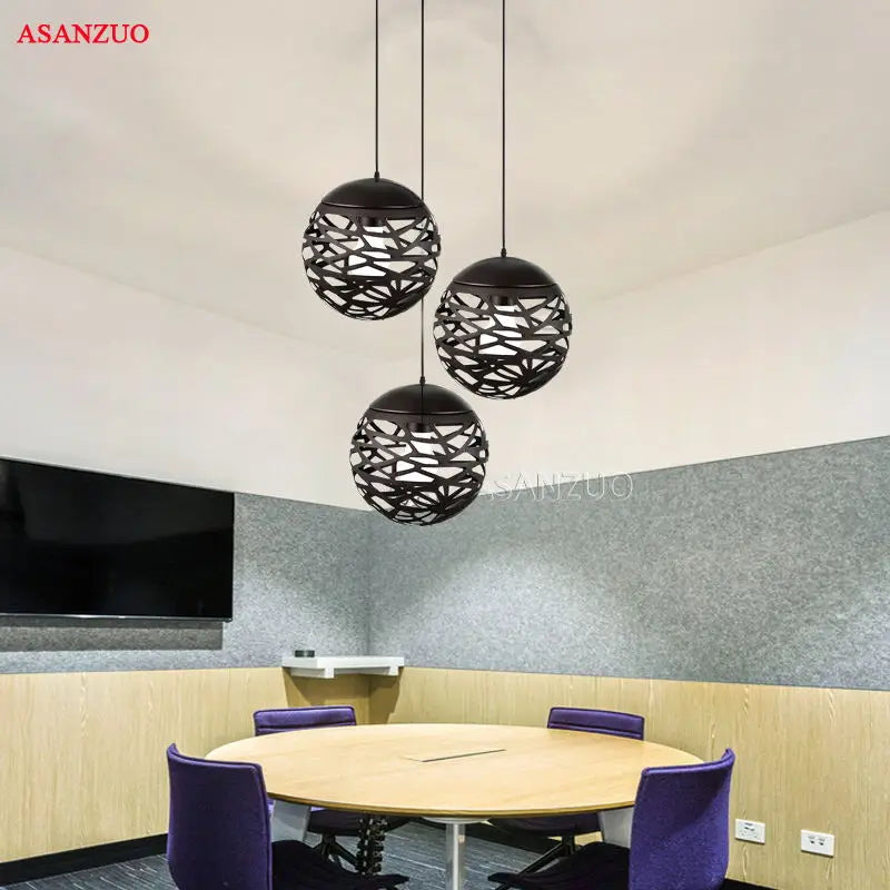 Afralia™ Round Metal LED Pendant Lamp for Stair Dinning Living Room