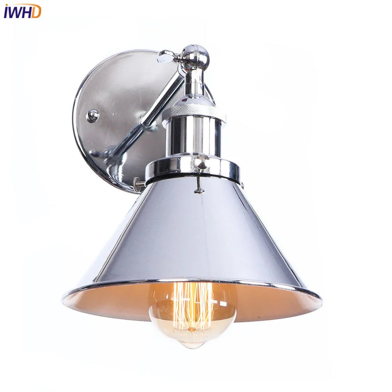 Afralia™ Vintage Silver Wall Lamp Sconces, Retro Industrial Home Lighting Fixtures