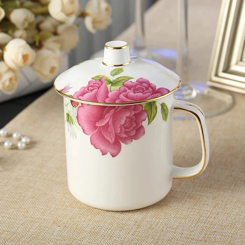 Afralia™ Porcelain Tea Mug Set - Elegant British Bone China Coffee Cup Tumbler