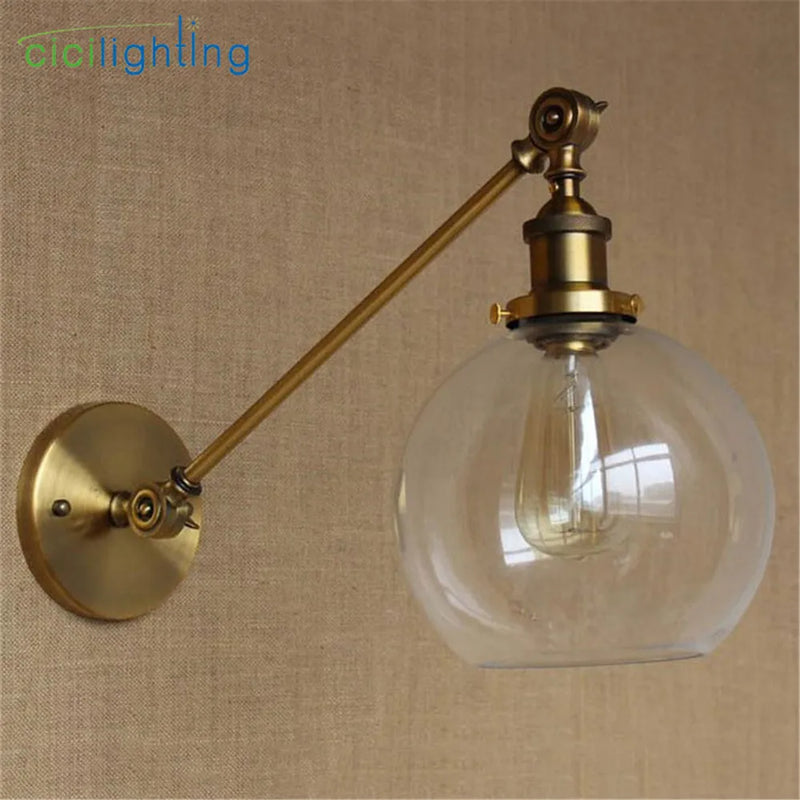 Afralia™ Brass Copper Wall Sconce Glass Wall Lamp