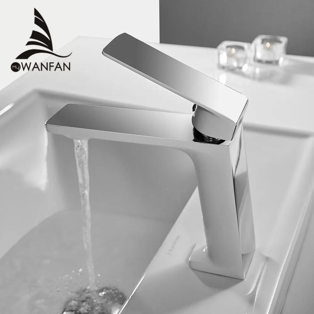 Afralia™ Chrome Single Handle Bathroom Sink Faucet Hot Cold Mixer Tap - 9922