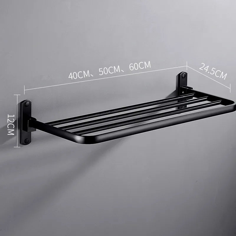 Afralia™ Aluminum Towel Rack: Movable Bath Holder, Black/White, 40/50/60 CM
