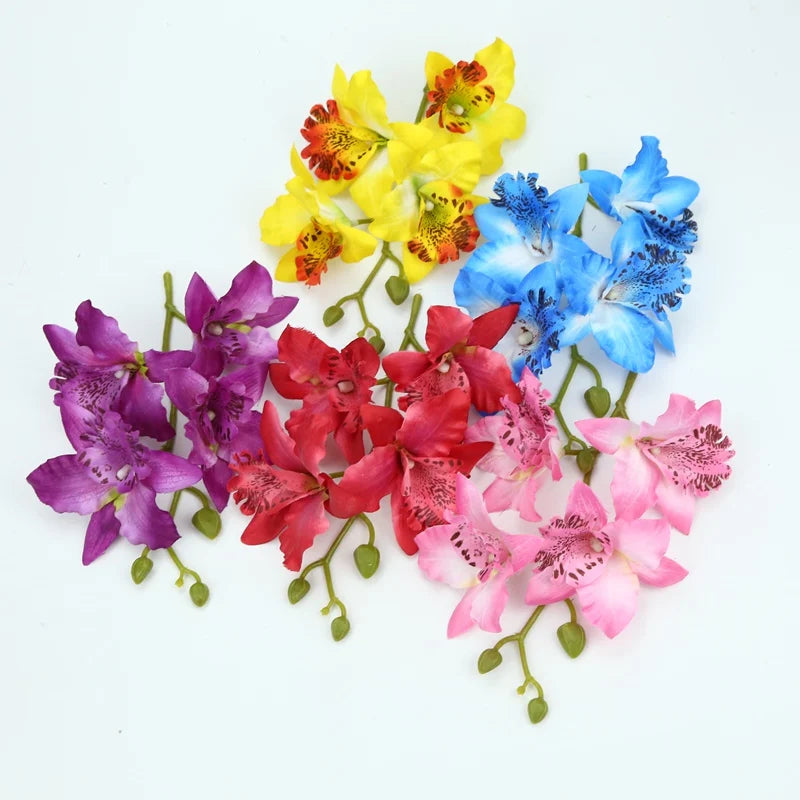 Afralia™ Silk Butterfly Orchid Vase Display Artificial Flowers Home Wedding Decor