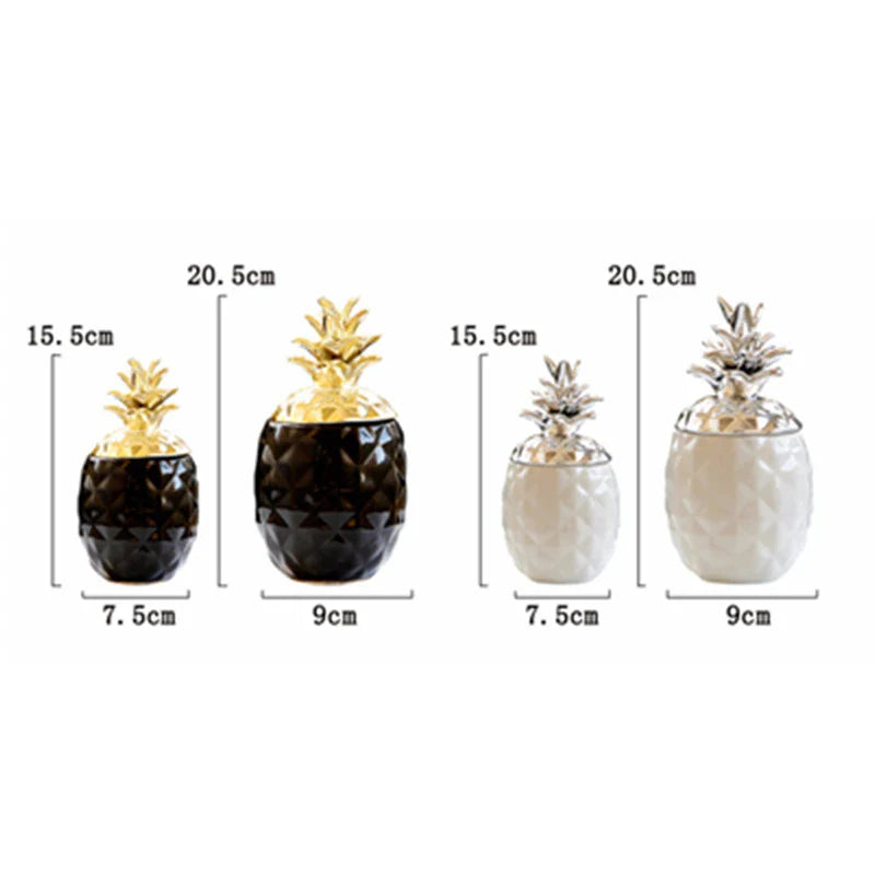 Afralia™ Porcelain Pineapple Jars Set: Decorative Ceramic Storage Containers & Jewelry Plates Tray