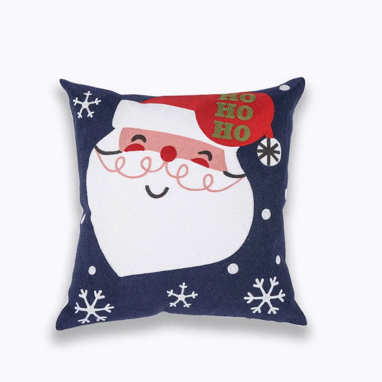 Afralia™ Christmas Tree Santa Snow Flower Embroidered Cushion Cover 45x45cm