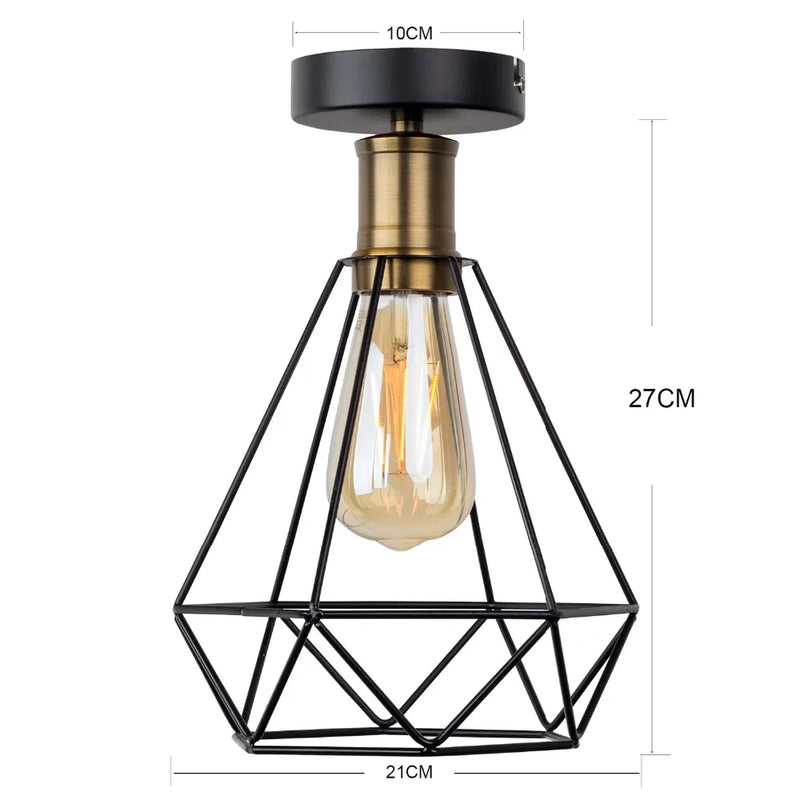 Afralia™ Iron Cage LED Ceiling Light: Industrial Modern Nordic Lighting for Home Decor