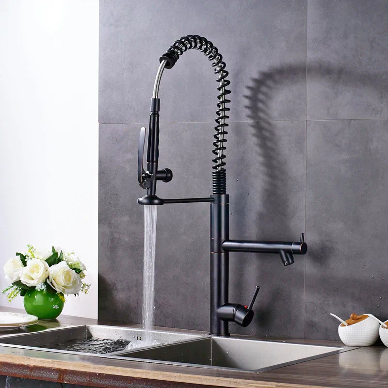 Afralia™ Oil Rubbed Bronze Kitchen Mixer Faucet Single Handle Deck Mounted