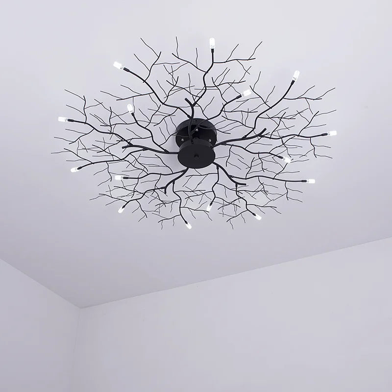 Afralia™ LED Branch Iron Ceiling Lamp for Bedroom & Living Room Decor