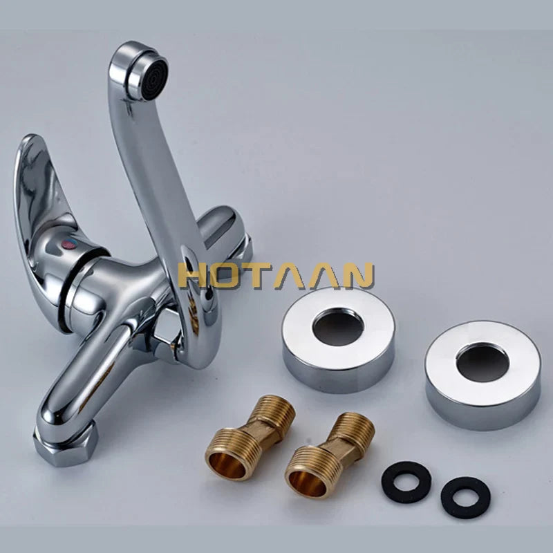 Afralia™ Brass Chrome Dual Hole Kitchen Tap Mixer Faucet for Sink