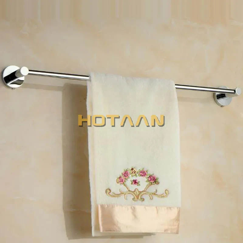 Afralia™ Chrome Brass Round Bath Towel Bar Wall Mounted Holder Toilet Rail