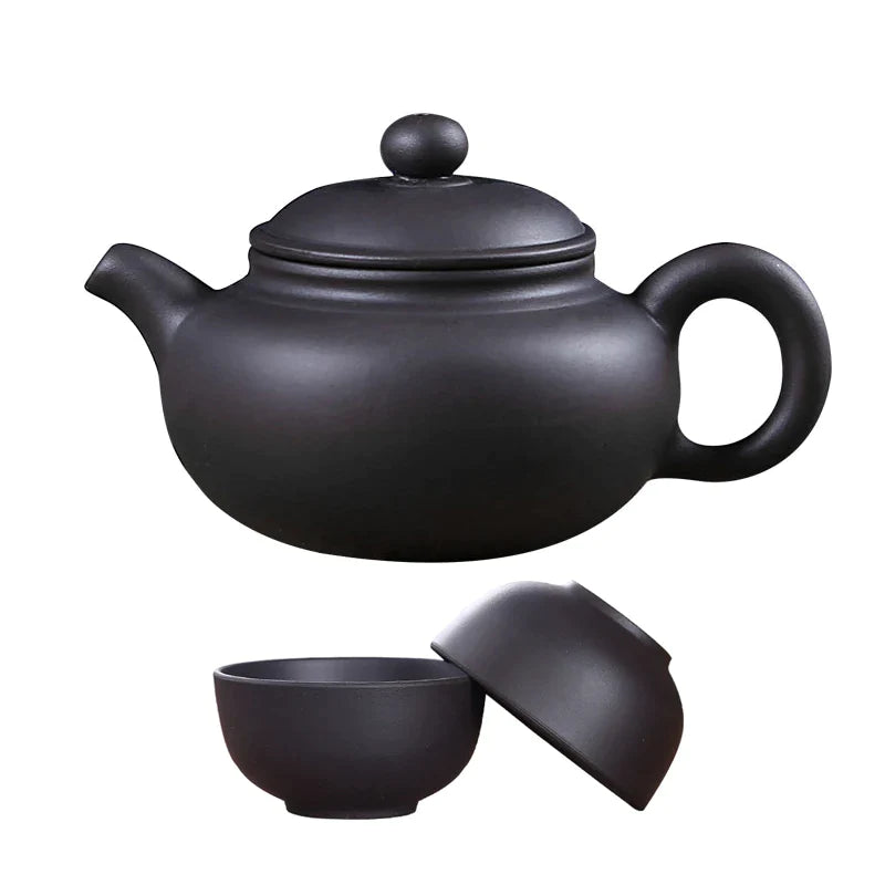 Afralia™ Yixing Purple Clay Tea Set: Pot, 2 Cups, XiShi Pot Tea Ceremony, Ceramic Teacup