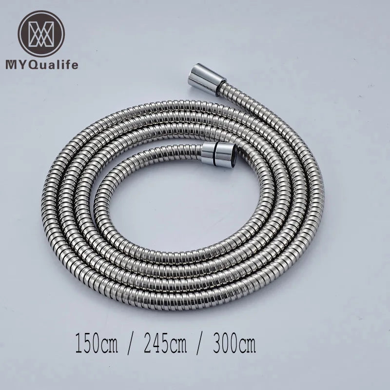 Afralia™ Chrome Stainless Steel Flexible Shower Hose - Bathroom Water Pipe, 1.5/2.45/3m