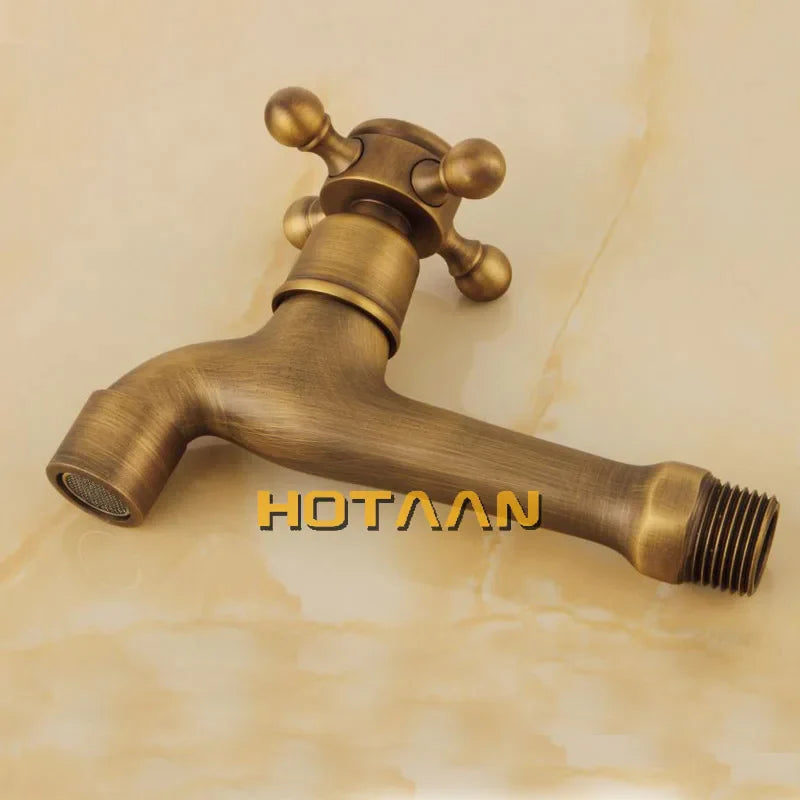 Afralia™ Antique Brass Wall Mount Bibcock Faucet for Garden and Bathroom