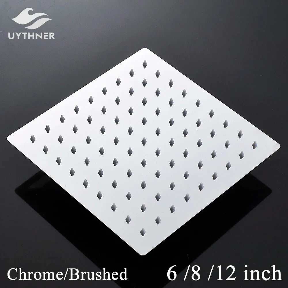 Afralia™ 12-Inch Stainless Steel Square Rainfall Shower Head - Chrome Luxury Bathroom Fixture