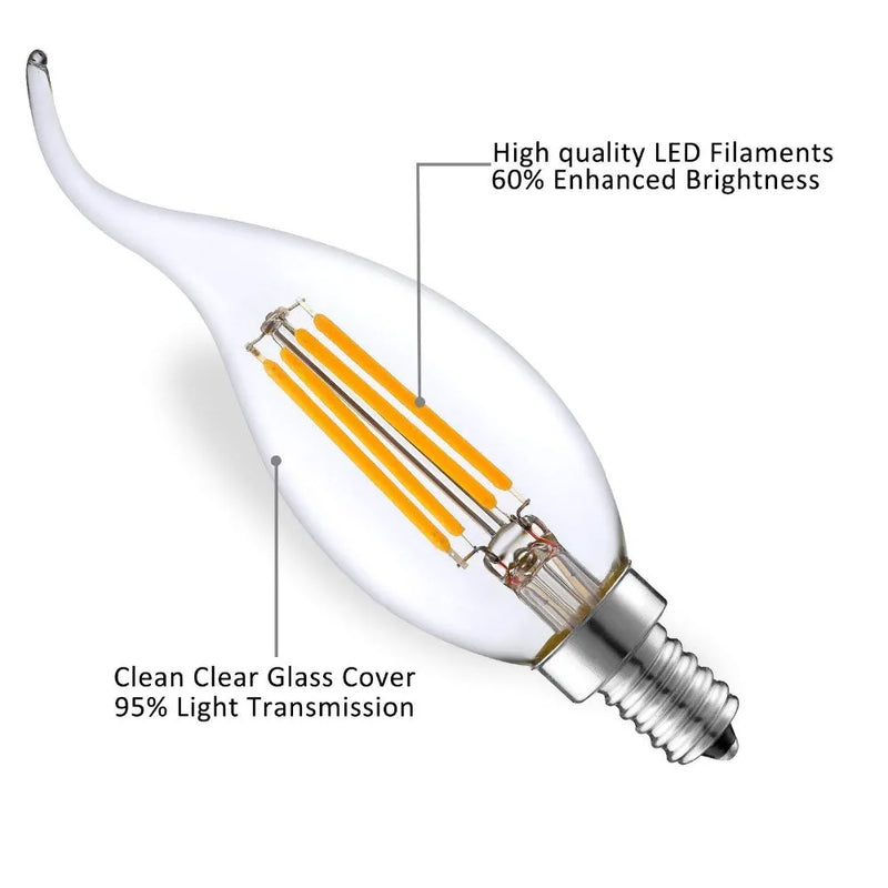 Afralia™ C35 4W Dimmable LED Filament Candle Bulbs E14 220V - 35W Equivalent