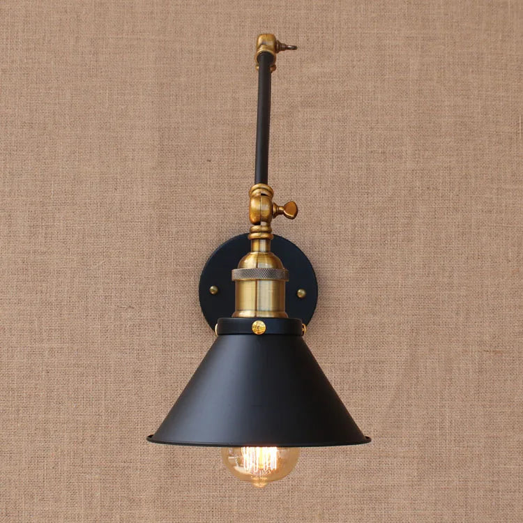 Afralia™ Industrial Swing Arm Wall Lamp Retro Vintage Style Fixture LED Bulb Loft Sconce