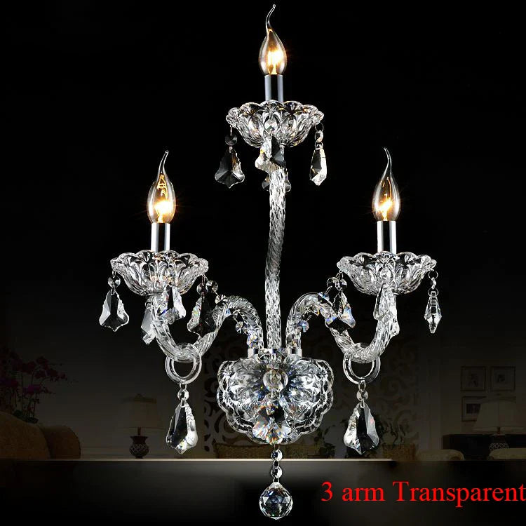 Afralia™ Clear Crystal Wall Lamp with LED Bulbs for Luxury Bedside Lighting