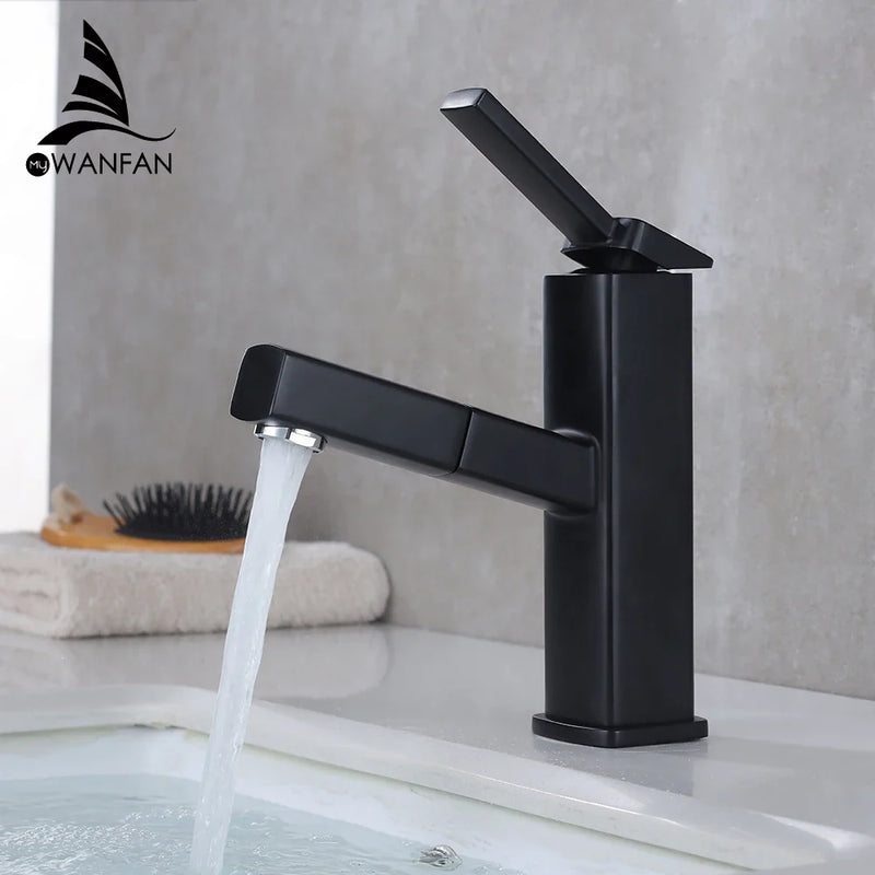 Afralia™ Black Basin Faucet Vintage Single Handle Hot Cold Mixer Tap