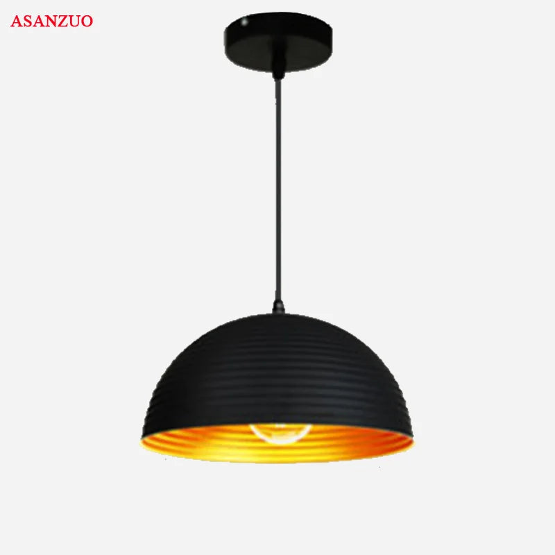 Afralia™ Black Pot Cover Semicircle Retro Droplight for Bar Cafe Bedroom Restaurant