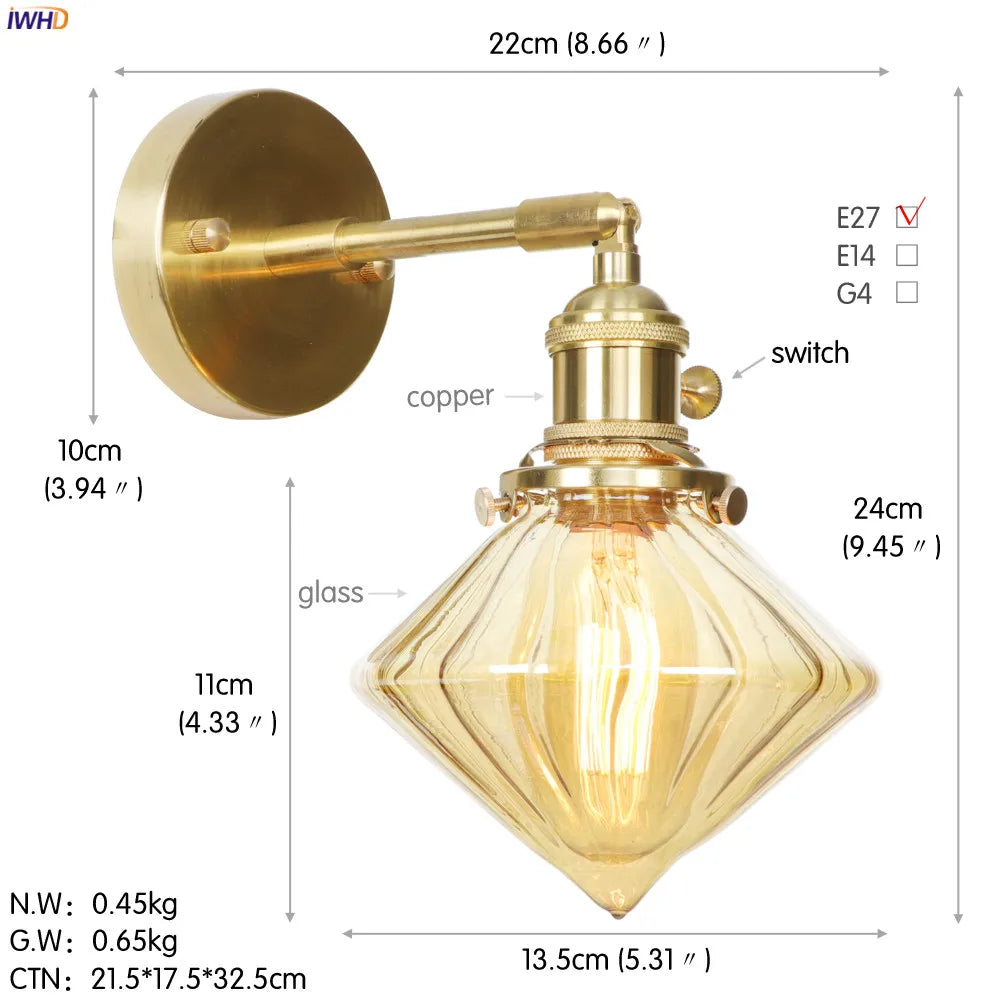 Afralia™ Copper LED Glass Ball Wall Lamp: Nordic Modern Bedroom Bathroom Sconce